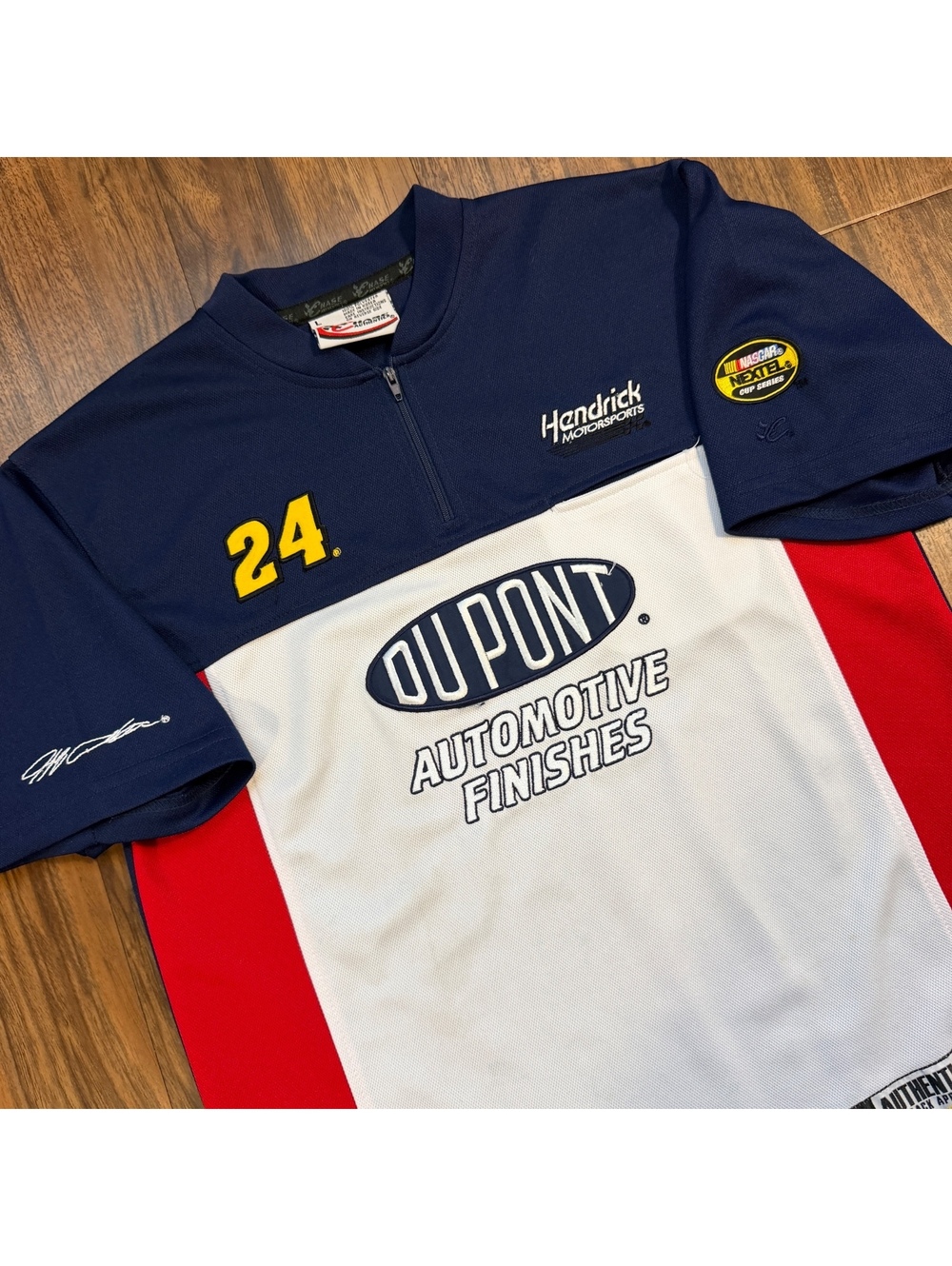 Vintage 90s Chase Authentics Jeff Gordon #24 DuPont NASCAR Pit Shirt Mens Large